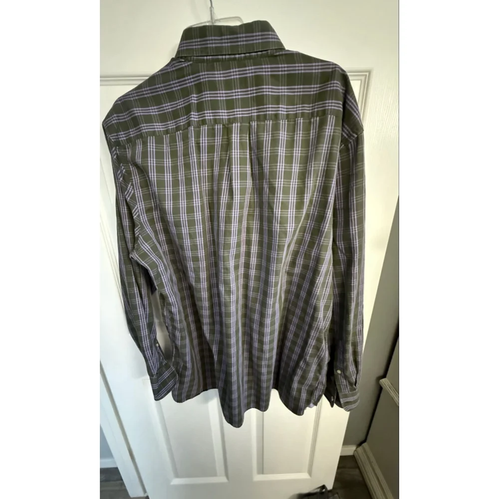 XL Bobby Jones LS Button Up 100% Cotton Green/Purple Men's Shirt